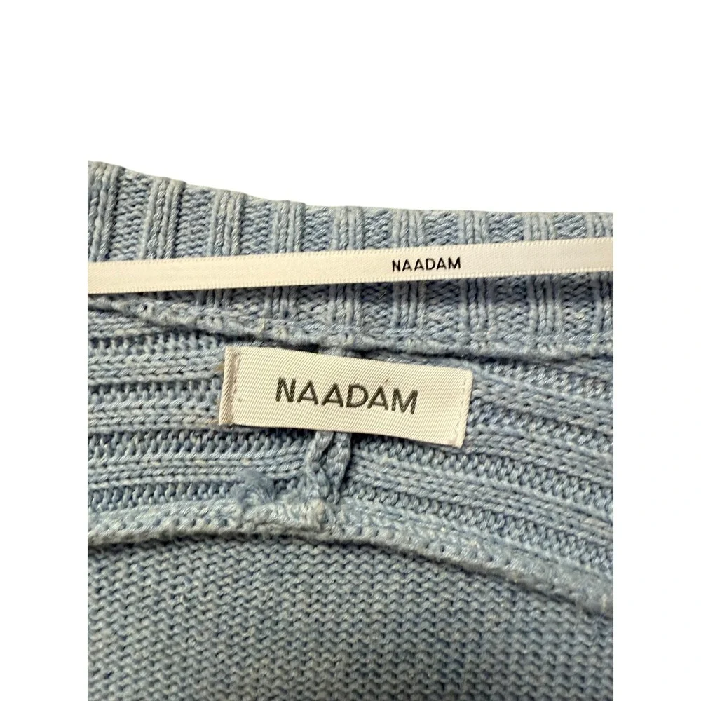 NAADAM Donegal Cardigan Sweater‎ Light Blue Womens L Cotton Silk Blend Cozy EUC